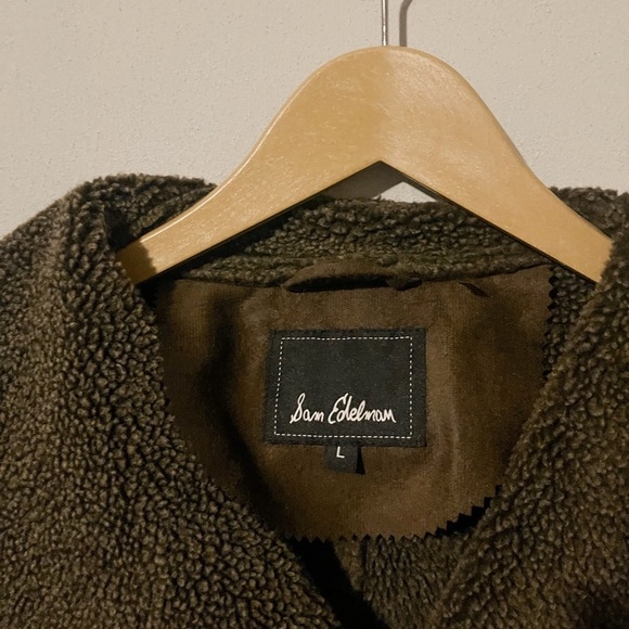 Sam Edelman Metal Clasp Closure Brown Suede-Like Fur Lined Coat Jacket - Picture 4 of 7